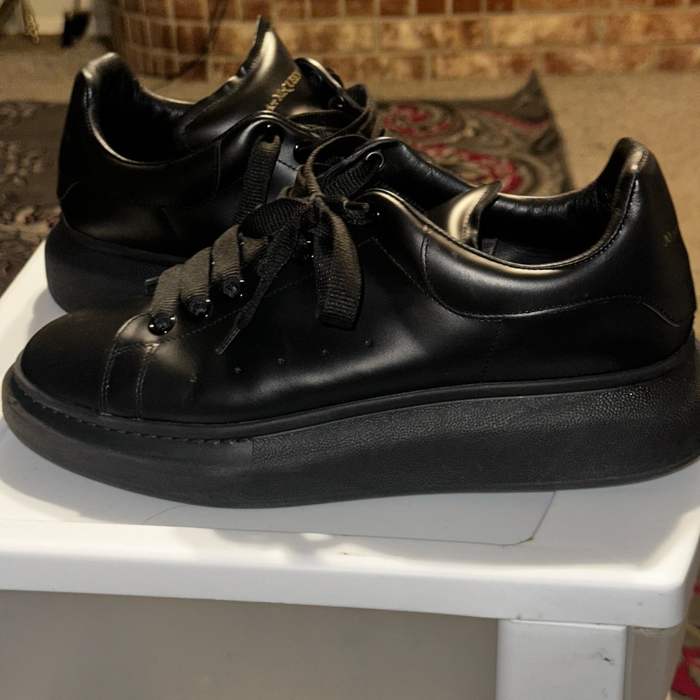 Black Leather Platform Sneakers